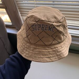 Supreme Diamond Stitch Crusher Bucket Hat Beige Tan L/XL